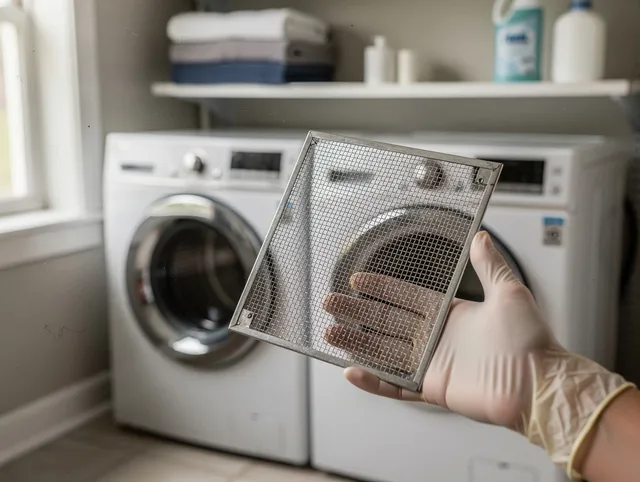Millbury Dryer Vent Cleaning specialist performing detailed lint trap cleaning service in Millbury