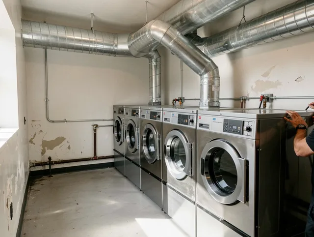 Millbury Dryer Vent Cleaning team performing large-scale commercial dryer vent cleaning in Millbury
