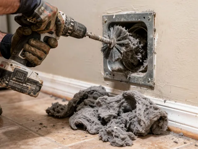 Certified Millbury Dryer Vent Cleaning technician performing dryer vent cleaning in Millbury