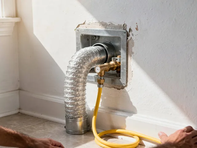 Millbury Dryer Vent Cleaning certified technician performing specialized gas dryer vent cleaning in Millbury